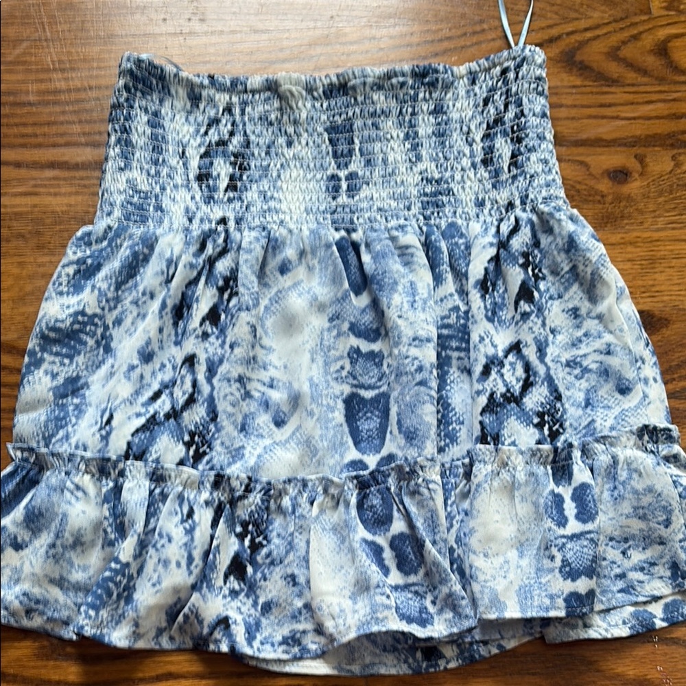 Aqua Blue and White Mini Skirt